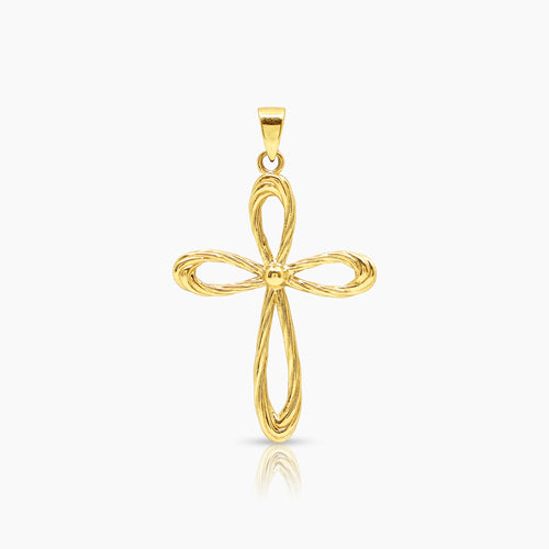 KNOTTED CROSS LADIES PENDANT IN (SAUDI) 18K YELLOW GOLD