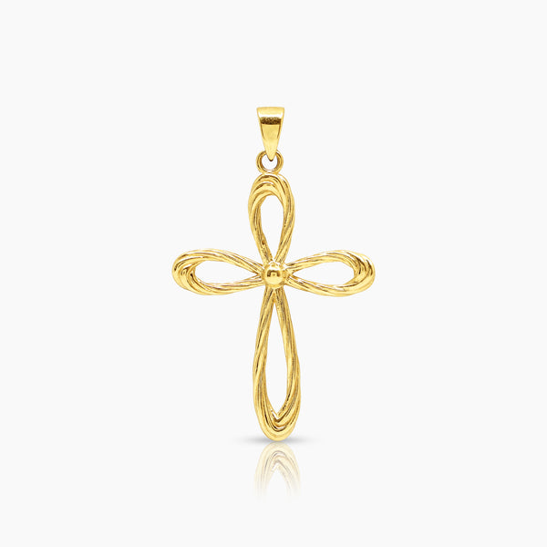 KNOTTED CROSS LADIES PENDANT IN (SAUDI) 18K YELLOW GOLD