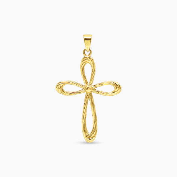 KNOTTED CROSS LADIES PENDANT IN (SAUDI) 18K YELLOW GOLD