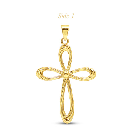 KNOTTED CROSS LADIES PENDANT IN (SAUDI) 18K YELLOW GOLD