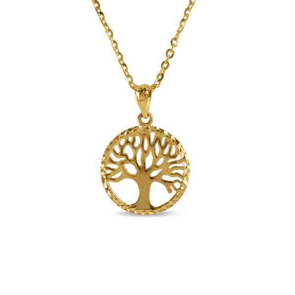 TREE PENDANT WITH CHAIN IN 18K YELLOW GOLD