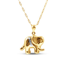 TWO-TONE ELEPHANT PENDANT WITH CHAIN IN 18K GOLD