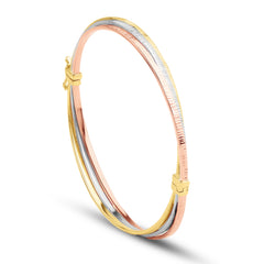TRI-COLOR TWISTED TEXTURED BANGLE IN 18K GOLD