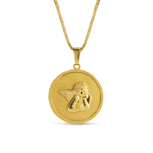 ANGEL PENDANT WITH CHAIN IN 18K YELLOW GOLD