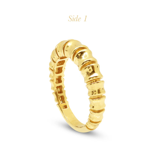 8" THIN RIBBED LADIES RING IN (SAUDI) 18K YELLOW GOLD