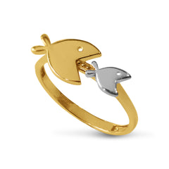 FISH RING TWO-TONE IN 18K GOLD