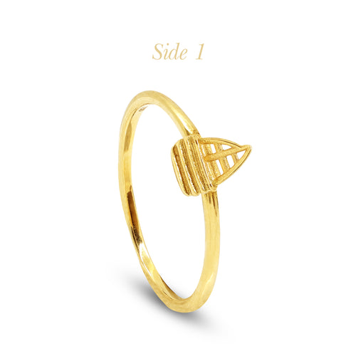 6" THIN SAIL BOAT LADIES RING IN (SAUDI) 18K YELLOW GOLD