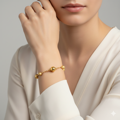 TEXTURED NESTED BEADS LADIES BRACELET IN (ITALIAN) 18K YELLOW GOLD