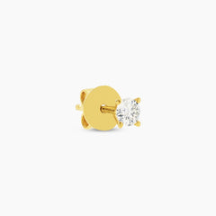 DIAMOND ROUND CUT LADIES STUD EARRINGS WITH 2=0.35 / 1.0 CARAT DIAMONDS IN 14K YELLOW GOLD