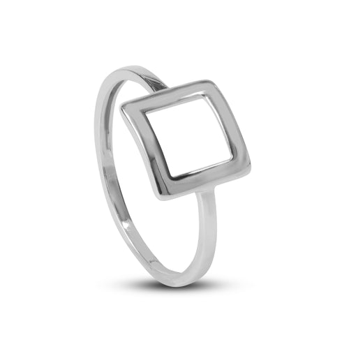 SQUARE RING IN 18K WHITE GOLD