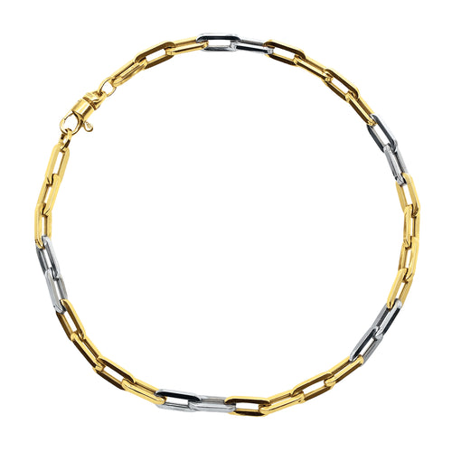 PAPER CLIP TWO-TONE BRACELET IN 18K GOLD