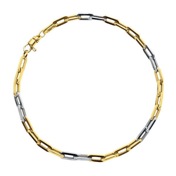 PAPER CLIP TWO-TONE BRACELET IN 18K GOLD