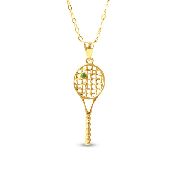 RACKET PENDANT WITH CHAIN IN 18K YELLOW GOLD