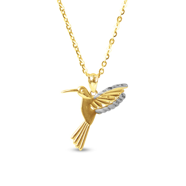 BIRD PENDANT WITH CHAIN IN 14K TWO-TONE GOLD