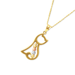 CAT PENDANT IN 18K TRI-COLOR GOLD