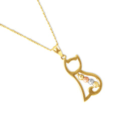 CAT PENDANT IN 18K TRI-COLOR GOLD