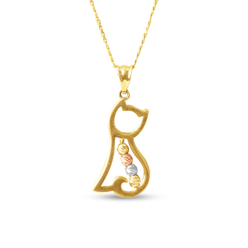 CAT PENDANT IN 18K TRI-COLOR GOLD