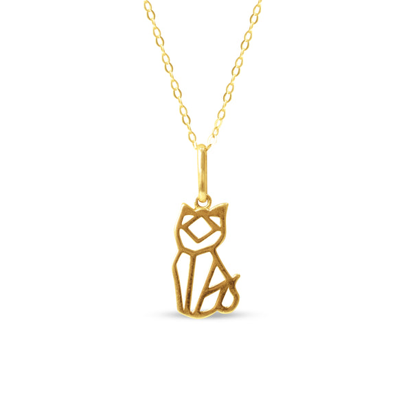 CAT PENDANT WITH CHAIN IN 18K YELLOW GOLD