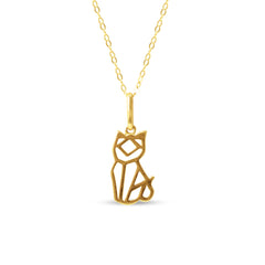 CAT PENDANT WITH CHAIN IN 18K YELLOW GOLD