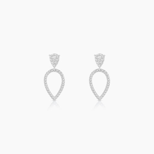 DIAMOND TEAR DROP LADIES STUD EARRINGS WITH 60=0.17 / 20=0.18 / 2.6 CARAT DIAMONDS IN 14K WHITE GOLD