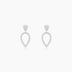 DIAMOND TEAR DROP LADIES STUD EARRINGS WITH 60=0.17 / 20=0.18 / 2.6 CARAT DIAMONDS IN 14K WHITE GOLD