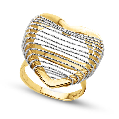 TWO-TONE HEART RING IN 14K GOLD