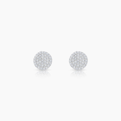 ROUND DIAMOND LADIES STUD EARRINGS WITH 76=0.24 / 1.13 CARAT DIAMONDS IN 18K WHITE GOLD