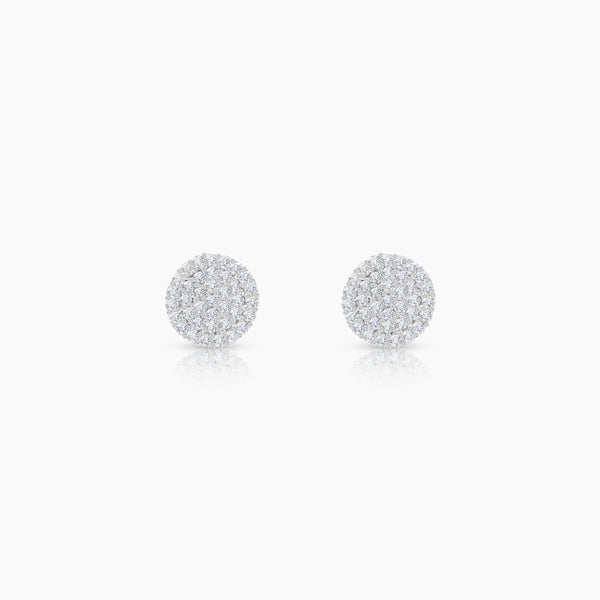 ROUND DIAMOND LADIES STUD EARRINGS WITH 76=0.24 / 1.13 CARAT DIAMONDS IN 18K WHITE GOLD