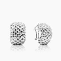 MULTI-BEAD LADIES HOOP EARRINGS IN (ITALIAN) 18K WHITE GOLD