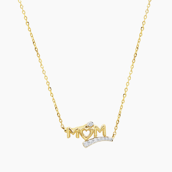 DIAMOND MOM LADIES NECKLACE AND PENDANT WITH 8=0.07 / 1.77 CARAT DIAMONDS IN 14K YELLOW GOLD