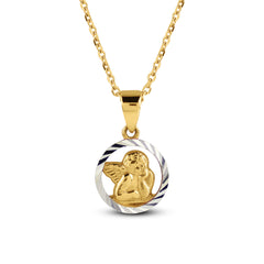 TWO-TONE ARCHANGEL RAPHAEL PENDANT WITH CHAIN IN  18K GOLD