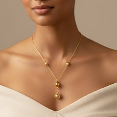 TEXTURED NESTED BEADS LADIES NECKLACE AND PENDANT IN (ITALIAN) 18K YELLOW GOLD