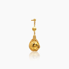 TEXTURED NESTED BEADS LADIES STUD EARRINGS IN (ITALIAN) 18K YELLOW GOLD