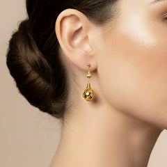 TEXTURED NESTED BEADS LADIES STUD EARRINGS IN (ITALIAN) 18K YELLOW GOLD