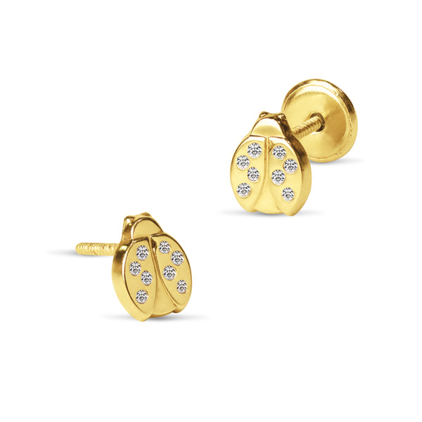 LADY BUG EARRINGS FOR KIDS IN 18K YELLOW GOLD