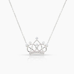DIAMOND QUEEN'S CROWN LADIES NECKLACE AND PENDANT WITH 14=0.18 / 2.56 CARAT DIAMONDS IN 14K WHITE GOLD