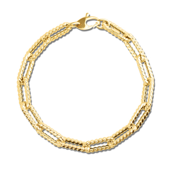 TEXTURED PAPERCLIP LINK BRACELET IN 18K YELLOW GOLD