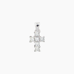 DIAMOND CROSS LADIES PENDANT WITH 6?=0.73 CARAT DIAMONDS IN 14K WHITE GOLD