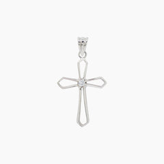 DIAMOND CRICIFIX CROSS LADIES PENDANT WITH 1=0.0275 / 0.9 CARAT DIAMONDS IN 14K WHITE GOLD