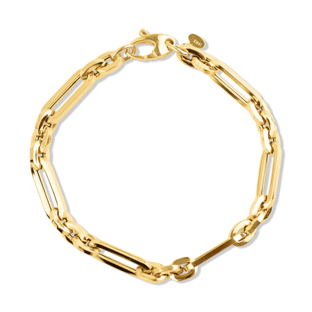 TREBLE PAPERCLIP LINK BRACELET IN 18K YELLOW GOLD