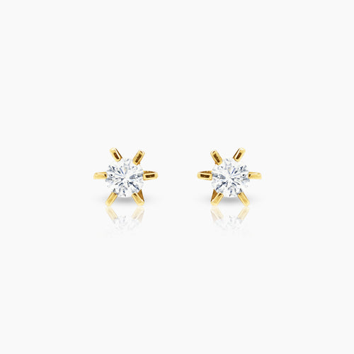 ROUND CUT NOSE PIN DIAMOND LADIES STUD EARRINGS WITH 2=0.36 / 1.8 CARAT DIAMONDS IN 14K YELLOW GOLD