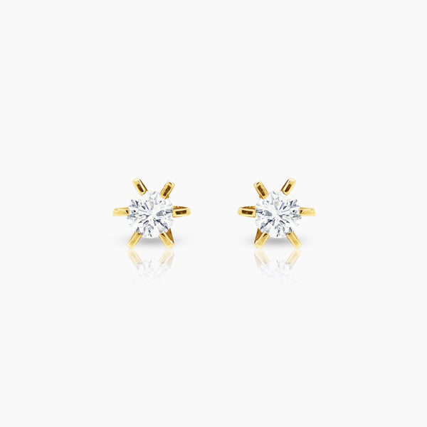 ROUND CUT NOSE PIN DIAMOND LADIES STUD EARRINGS WITH 2=0.36 / 1.8 CARAT DIAMONDS IN 14K YELLOW GOLD