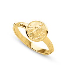 DIVINE MERCY RELIGOUS RING IN 18K YELLOW GOLD