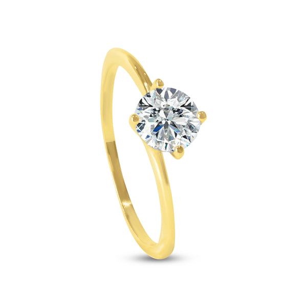 LADIES RING WITH CUBIC ZIRCONIAN STONE IN 18K YELLOW GOLD