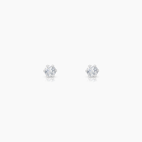 ROUND DIAMOND LADIES STUD EARRINGS WITH 2=0.12 / 0.25 CARAT DIAMONDS IN 18K WHITE GOLD