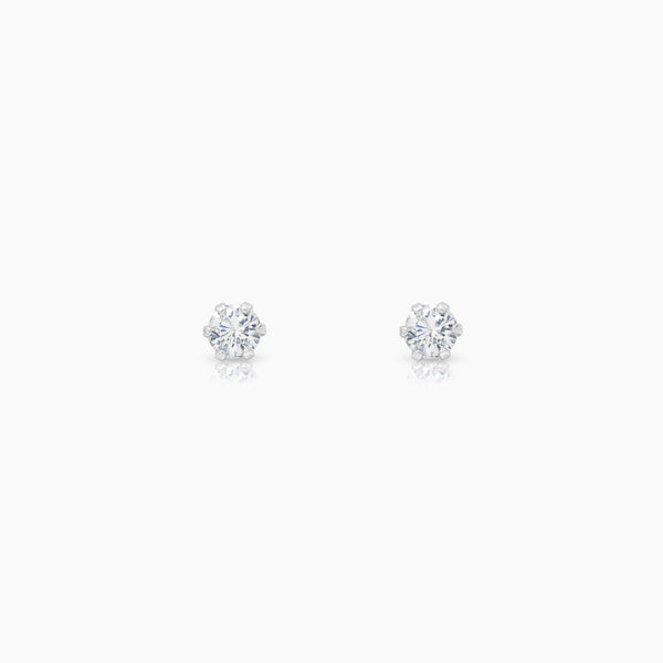 ROUND DIAMOND LADIES STUD EARRINGS WITH 2=0.12 / 0.25 CARAT DIAMONDS IN 18K WHITE GOLD