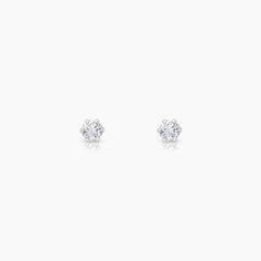 ROUND DIAMOND LADIES STUD EARRINGS WITH 2=0.12 / 0.25 CARAT DIAMONDS IN 18K WHITE GOLD