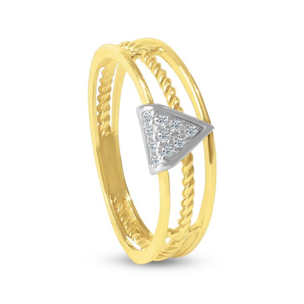 TRIANGLE SHAPE WITH CUBIC ZIRCONIAN STONE IN 18K TWO-TONE GOLD