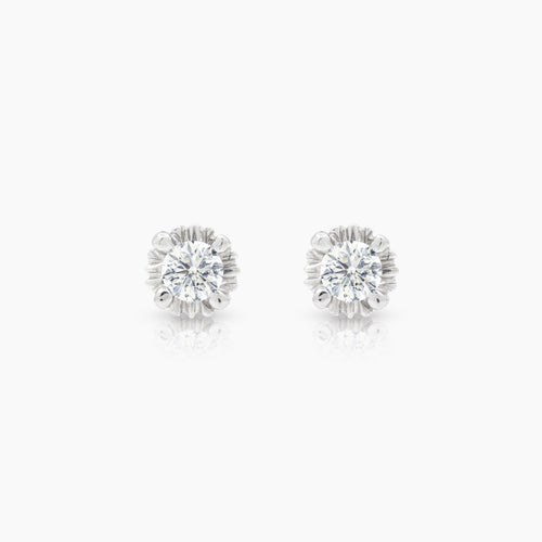 ROUND CUT DIAMOND LADIES STUD EARRINGS WITH 2=0.42 / 1.8 CARAT DIAMONDS IN 14K WHITE GOLD