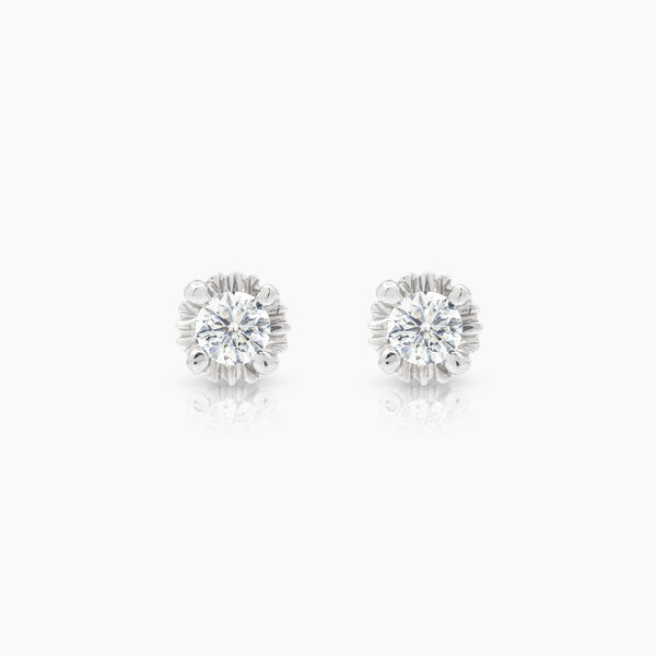 ROUND CUT DIAMOND LADIES STUD EARRINGS WITH 2=0.42 / 1.8 CARAT DIAMONDS IN 14K WHITE GOLD